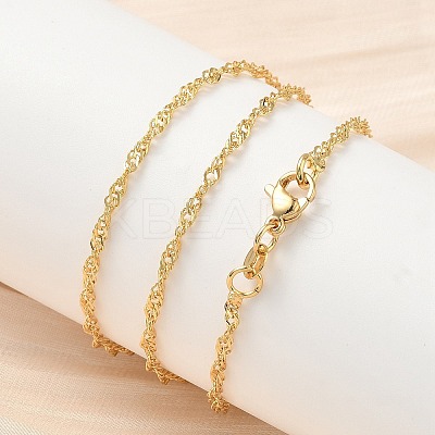 2.5MM Brass Singapore Chain Necklaces NJEW-P339-07G-1