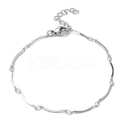 Non-Tarnish 304 Stainless Steel Curved Bar Link Chain Bracelets BJEW-K266-13P-1