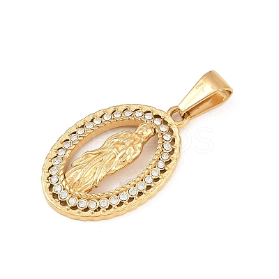 304 Stainless Steel with Rhinestone Pendants STAS-Z171-24G-01-1