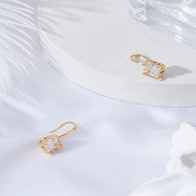 2Pcs Brass Cubic Zirconia Square Dangle Earrings EJEW-LP0007-019G-01-1