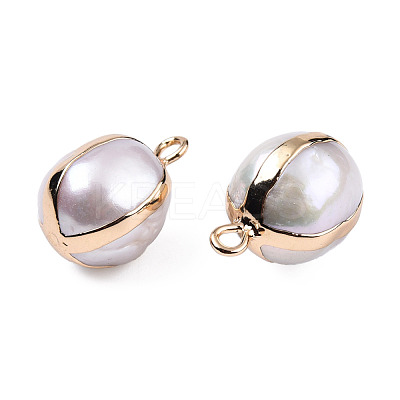 Electroplate Natural Baroque Pearl Keshi Pearl Pendants PEAR-N021-12-1