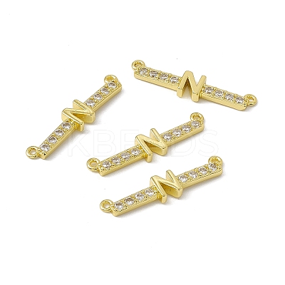 Rack Plating Brass Micro Pave Clear Cubic Zirconia Connector Charms KK-C007-37G-N-1