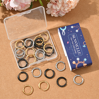 24Pcs 3 Colors 303 Stainless Steel Textured Hoop Earrings for Women EJEW-SC0001-80-1