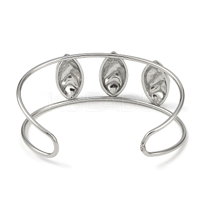 Non-Tarnish 304 Stainless Steel Wide Hollow Textured Horse Eye Opaen Cuff Bangles BJEW-Q348-06P-02-1