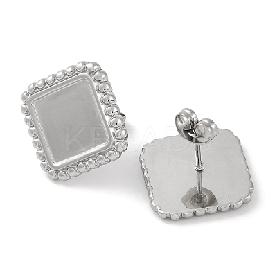 304 Stainless Steel Square Stud Earrings EJEW-D281-07S-1