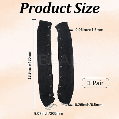 Acrylic Fiber Knit Socks with Button AJEW-WH20080-20B-1