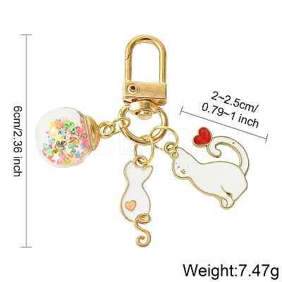 Cat Alloy Enamel Pendant Decoration HJEW-YW00016-01-1