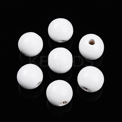 Painted Natural Wood Beads WOOD-A018-16mm-19-1