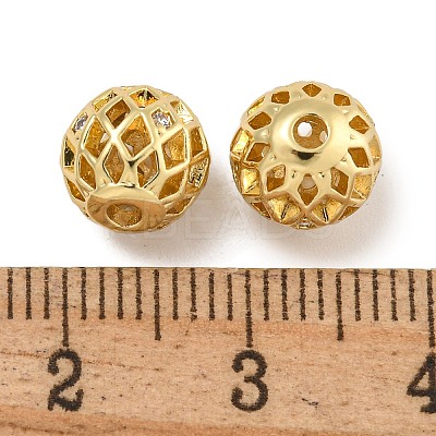 Rack Plating Brass Micro Pave Clear Cubic Zirconia Beads KK-U030-18G-1
