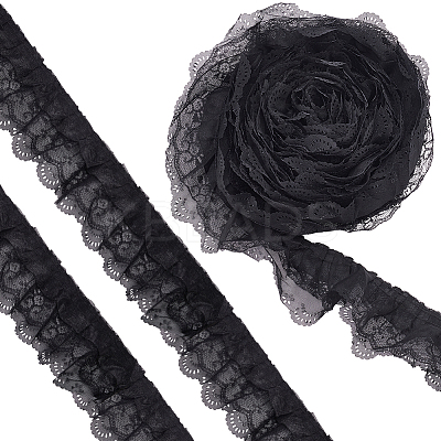 10 Yards 3-Layer Pleated Chiffon Flower Lace Trim OCOR-BC0005-27B-1