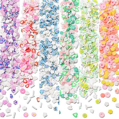 30G 6 Styles Handmade Polymer Clay Cabochons CLAY-CJ0001-64-1