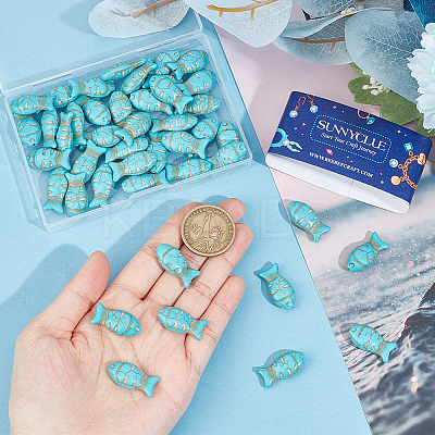 50Pcs Synthetic Turquoise Dyed Beads G-SC0002-60-1