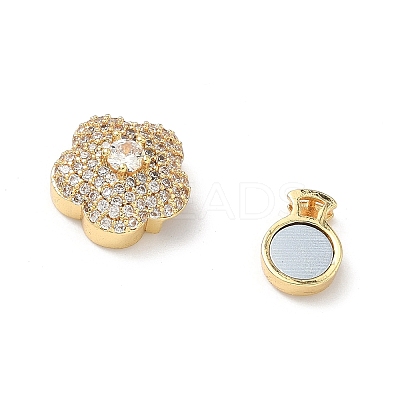 Brass Micro Pave Clear Cubic Zirconia Magnetic Clasps KK-Z139-01G-02-1