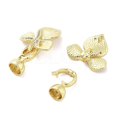 Brass Micro Pave Clear Cubic Zirconia Fold Over Clasps KK-Z080-05G-1