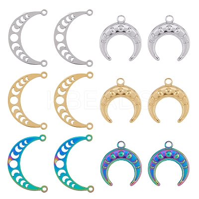 24Pcs 6 Style Ion Plating(IP) 304 Stainless Steel Pendants STAS-DC0014-20-1