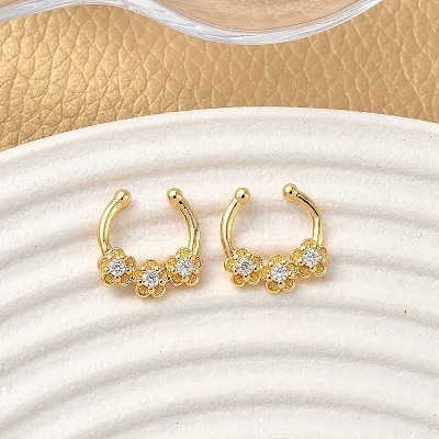 Brass Pave Clear Cubic Zirconia Circular/Horseshoe Barbell Nose Rings EJEW-D337-18D-G-1