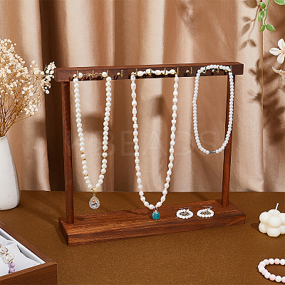 Wooden Necklace Organizer Display Stands ODIS-WH0331-20A-1
