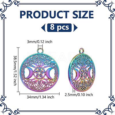 8Pcs Rainbow Color Alloy Pendants FIND-LP0001-39-1