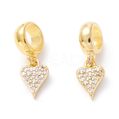 Brass Cubic Zirconia European Dangle Charms KK-B037-09G-1
