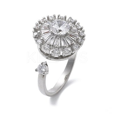 Flat Round Rotatable Open Cuff Rings for Women RJEW-S402-08P-1