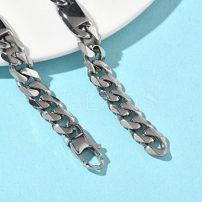 304 Stainless Steel Cuban Link Chain Bracelets for Women BJEW-G779-04A-P-1