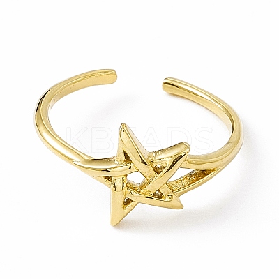 Ion Plating(IP) 304 Stainless Steel Open Cuff Ring for Women RJEW-C060-48G-1