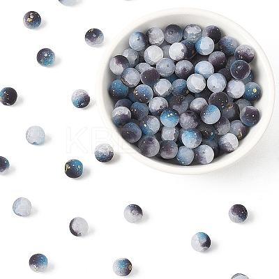200G Frosted Baking Paint Crackle Glass Beads with Glitter Powder DGLA-YW0001-56J-1