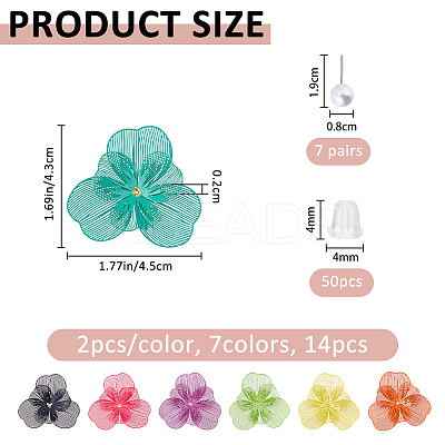 DIY Flower 430 Stainless Steel & Plastic Imitation Pearl Stud Earrings Making Kits DIY-FH0009-99-1