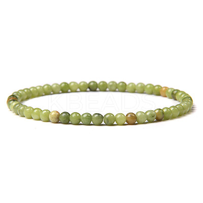 4mm Round Natural Jade Beads Bracelet for Men KG3069-28-1