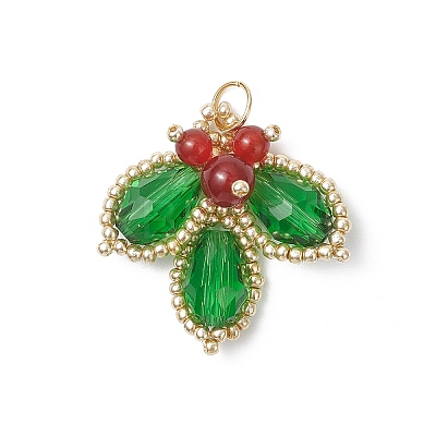 Glass & Glass Seed Beads Beaded Pendants PALLOY-MZ01053-1