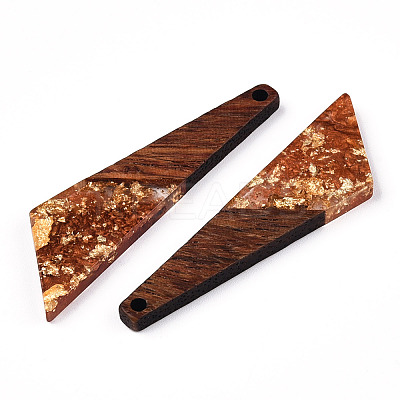 Transparent Resin & Walnut Wood Pendants RESI-N039-70D-1