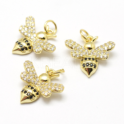 Brass Micro Pave Grade AAA Cubic Zirconia Charms ZIRC-P072-02G-NR-1