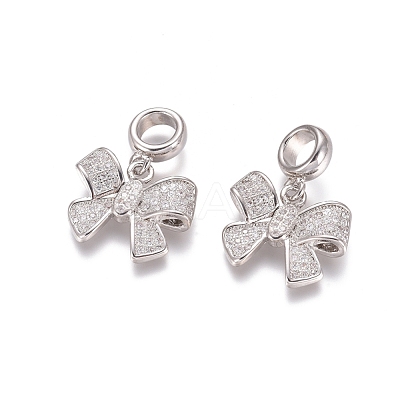 Brass Micro Pave Cubic Zirconia European Dangle Charms X-ZIRC-E163-15P-1