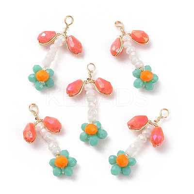 Glass Beaded Pendants GLAA-K060-02G-02-1