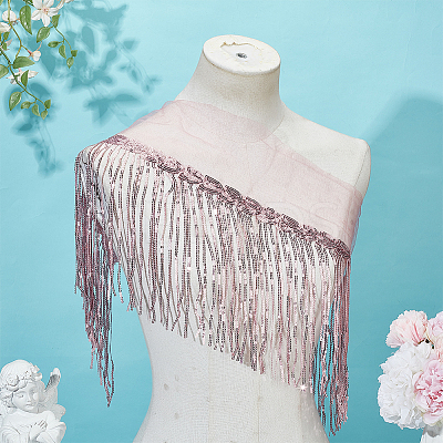 Polyester Tassel Lace Ribbon OCOR-WH0070-175A-1