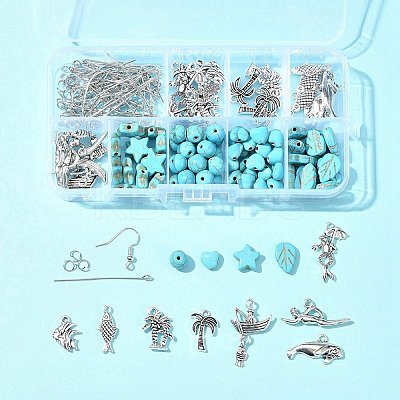 DIY Mixed Shapes Alloy & Synthetic Turquoise Dangle Earring Making Kits DIY-FS0006-33-1