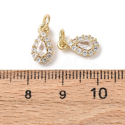 Brass Micro Pave Cubic Zirconia Charms RB-I077-15G-RS-1