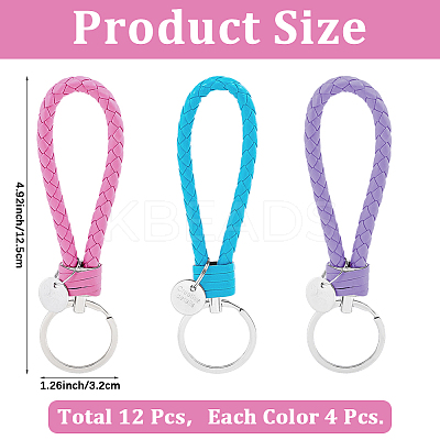 12Pcs 3 Colors PU Leather Knitting Keychains KEYC-CL0001-20B-1
