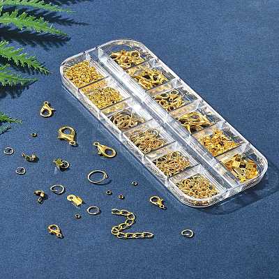 DIY 304 Stainless Steel Open Jump Rings & Alloy Lobster Claw Clasps & Folding Crimp Ends Jewelry Making Findings Kits DIY-FS0008-14-1