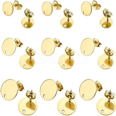 36Pcs 3 Styles Ion Plating(IP) 304 Stainless Steel Stud Earring Findings STAS-BC0002-56-1