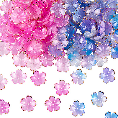 180Pcs 2 Colors Acrylic Bead Caps OACR-PA0001-37E-1
