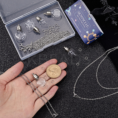 36Pcs 6 Styles Clear Glass Bottle Pendants GLAA-SC0002-35-1