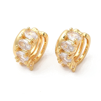 Real 16K Gold Plated Brass Cuff Earrings with Rhinestone for Women EJEW-D065-07G-03-1