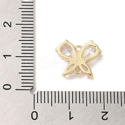 Brass Pave Clear Cubic Zirconia Connector Charms KK-G499-11G-1