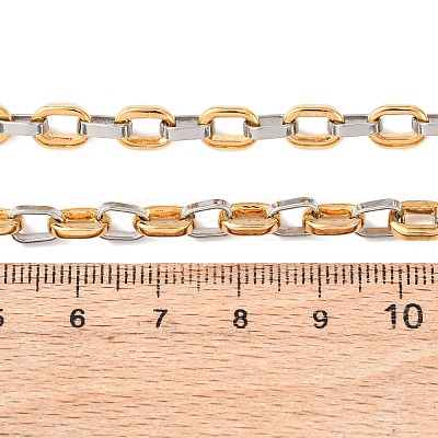 PVD Vacuum Plating 304 Stainless Steel Oval Link Chains Necklace STAS-E160-18GP-01-1