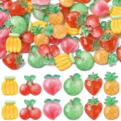 60Pcs 6 Styles Fruit Transparent & Opaque Resin Decoden Cabochons CRES-YW0002-68-1