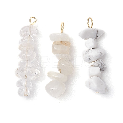 Gradient Color Mixed Gemstone Chip Beaded Pendants PALLOY-JF02795-1