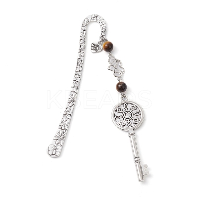 Mother's Day Key & Infinity Love Heart Pendant Bookmark with Gemstone AJEW-JK00259-1