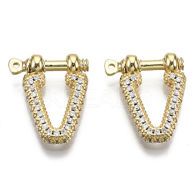 Brass Micro Pave Clear Cubic Zirconia D-Ring Anchor Shackle Clasps ZIRC-S066-048-NF-1