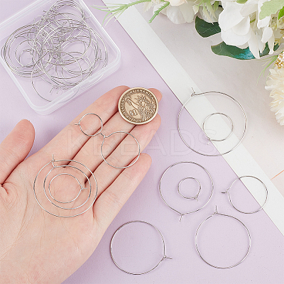 54Pcs 7 Styles Brass Hoop Earring Findings KK-BC0013-33P-1